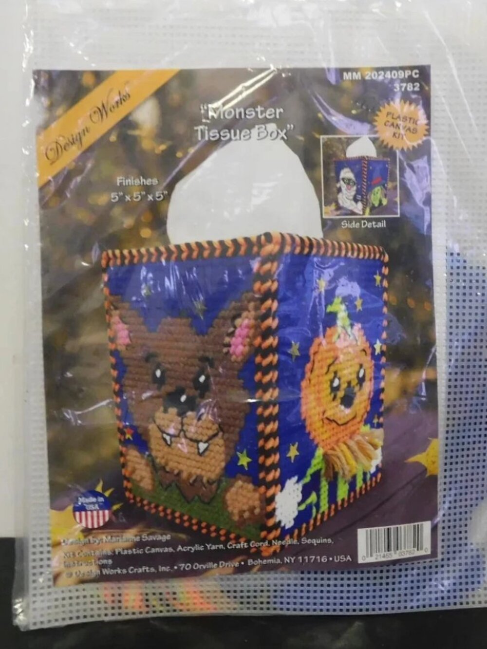 Design Works Monster Tissue Box Cover Plastic Canvas Kit Never Used Halloween